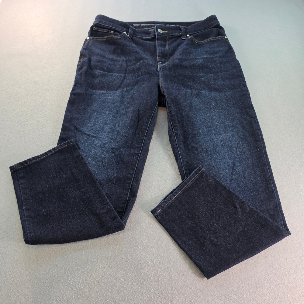 Chico's Perfect Stretch Girlfriend Slim Leg Ankle Jeans Dark Wash Indigo 1.5